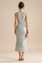 2-Piece A-Line Chiffon 3/4 Sleeves Mother of the Bride & Groom Dresses with Scalloped V-Neck Lace Bodice (SHI22500637)
