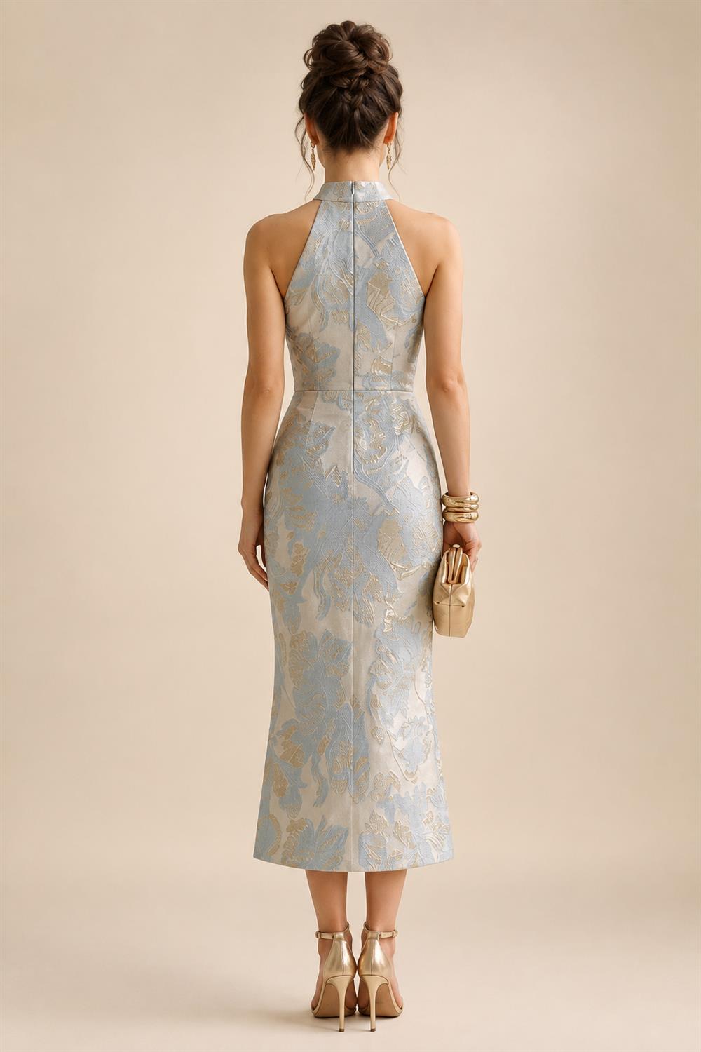 Jumpsuit Scoop Neck Chiffon Floor-Length Mother of the Bride Pantsuits with Rhinestones (SHI22501658)
