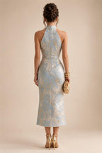 Sheath/Column Scoop Neck Satin Tea-Length Mother of the Bride & Groom Dresses with Ruched Waist & Rhinestones (SHI22501657)