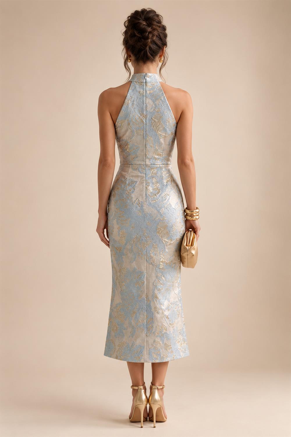 Sheath/Column Scoop Neck Satin Tea-Length Mother of the Bride & Groom Dresses with Ruched Waist & Rhinestones (SHI22501657)