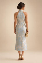 A Line/Princess Stand Collar Short Sleeve Long Elegant Mother of the Bride Dresses (SHI22500207)