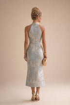 Jacquard A-Line/Princess V-Neck Floor-Length Mother of the Bride & Groom Dresses with Ruched Waist & Pockets (SHI22501298)