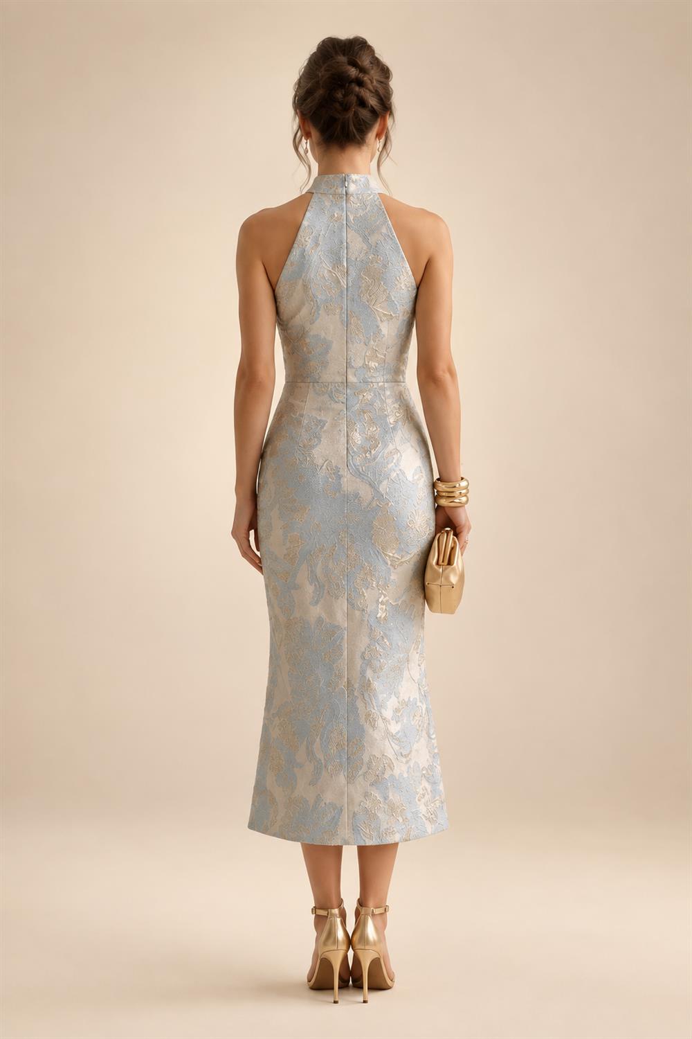 Sheath/Column V-Neck Stretch Jersey Maxi Mother of the Bride & Groom Dresses with Ruffles & Slit (SHI22501648)