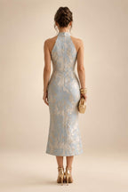 Sheath/Column V-Neck Stretch Jersey Maxi Mother of the Bride & Groom Dresses with Ruffles & Slit (SHI22501648)