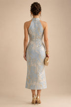 A-Line Chiffon Pleated Long Mother of the Bride & Groom Dresses with 3/4 Flutter Sleeves & Sequin Waist (SHI22500702)