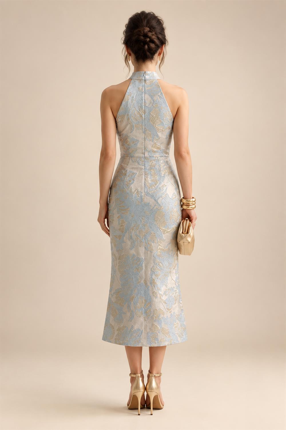 Floral Print A-Line/Princess V-Neck Floor-Length Mother of the Bride & Groom Dresses with Tiered Layers & Ruffles (SHI22501166)