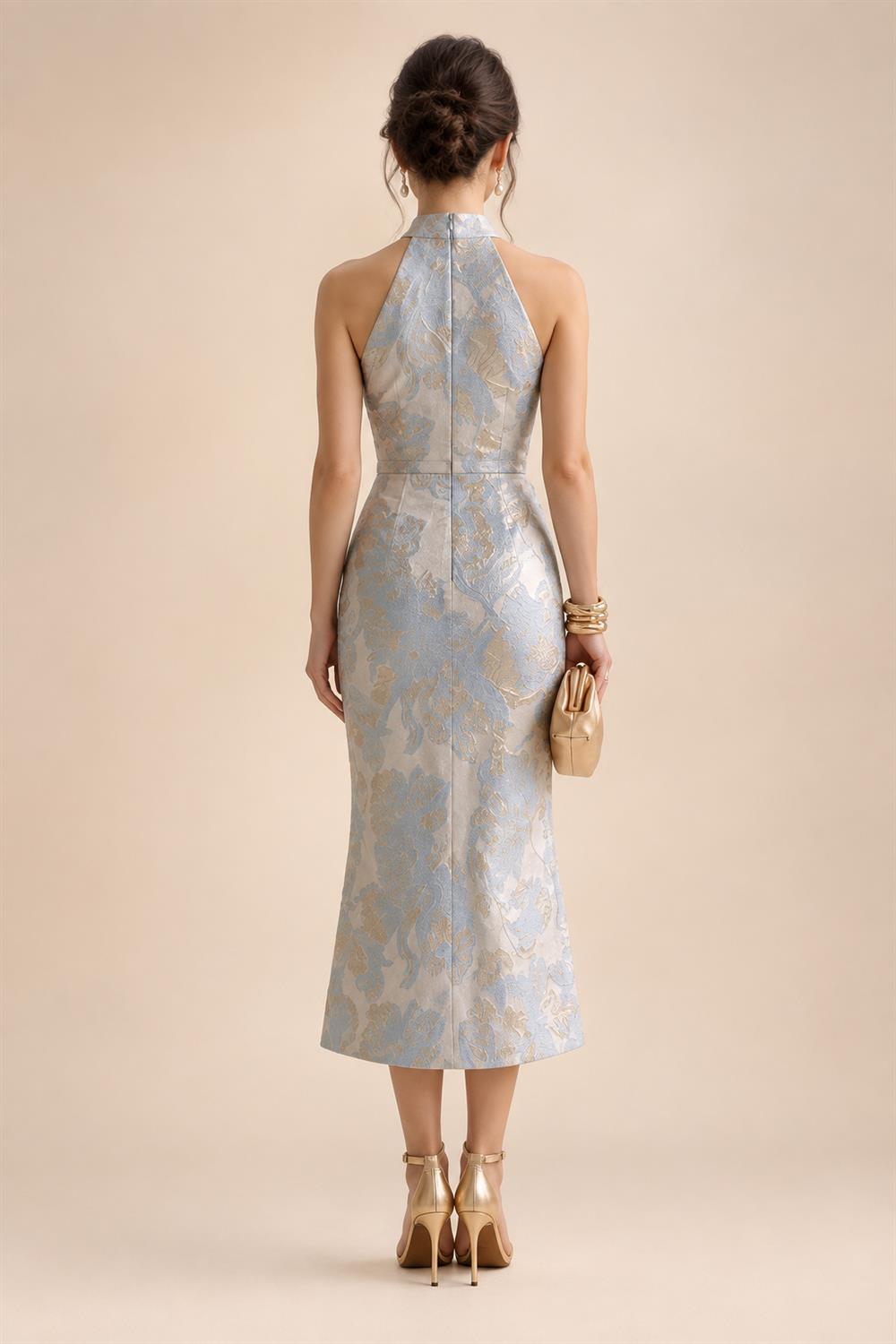 A-Line/Princess Scoop Neck Satin Tea-Length Mother of the Bride Dresses with Pockets (SHI22500122)