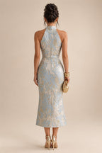Sheath/Column V-Neck Jacquard Maxi Mother of the Bride & Groom Dresses with Ruffles & Slit (SHI25001047)