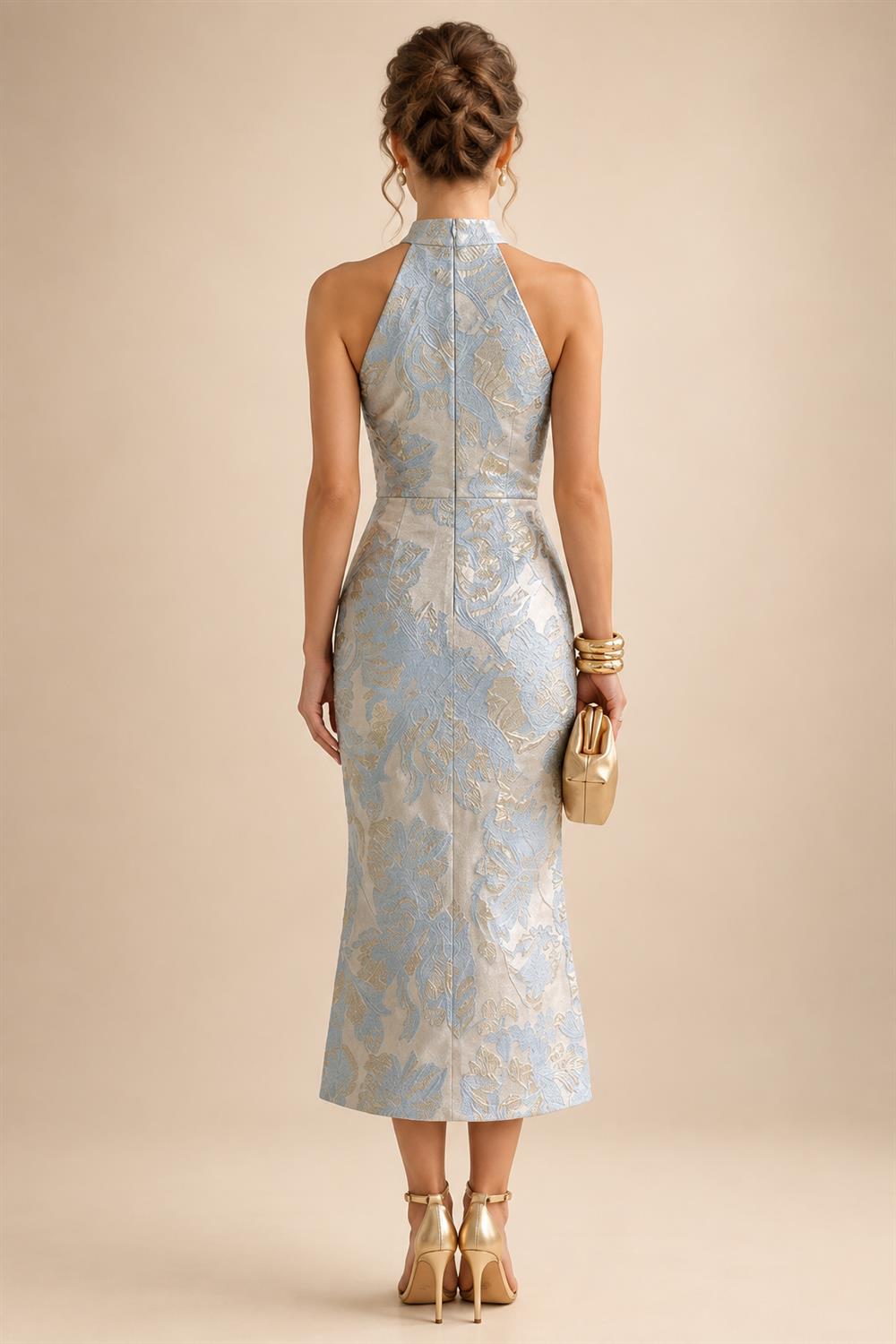 A-Line Chiffon Floral Print 3/4 Cape Sleeves Tiered Mother of the Bride & Groom Dresses with Beaded Waist Embellishment (SHI22500669)