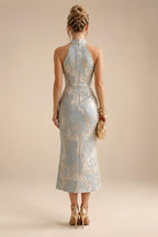 Jumpsuit V Neck Half Sleeve Long Sparkling Mother of the Bride Dresses with Belt (SHI22500201)