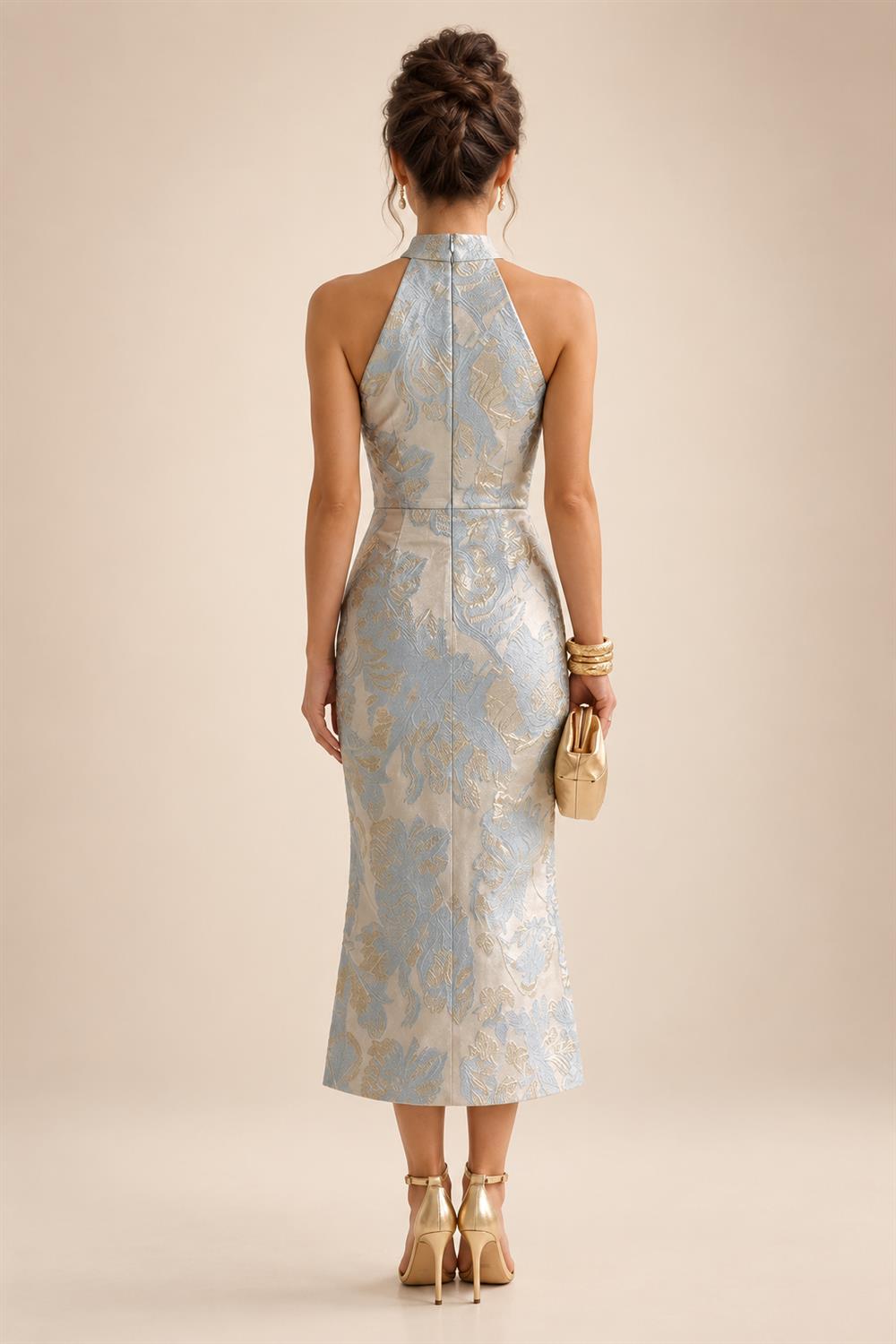 A-Line/Princess Scoop Neck Chiffon Maxi Mother of the Bride & Groom Dresses with Lace Appliques, Sweep Train & Pleats (SHI22501636)