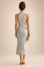 A-Line/Princess Scoop Neck Chiffon Maxi Mother of the Bride & Groom Dresses with Lace Appliques, Sweep Train & Pleats (SHI22501636)