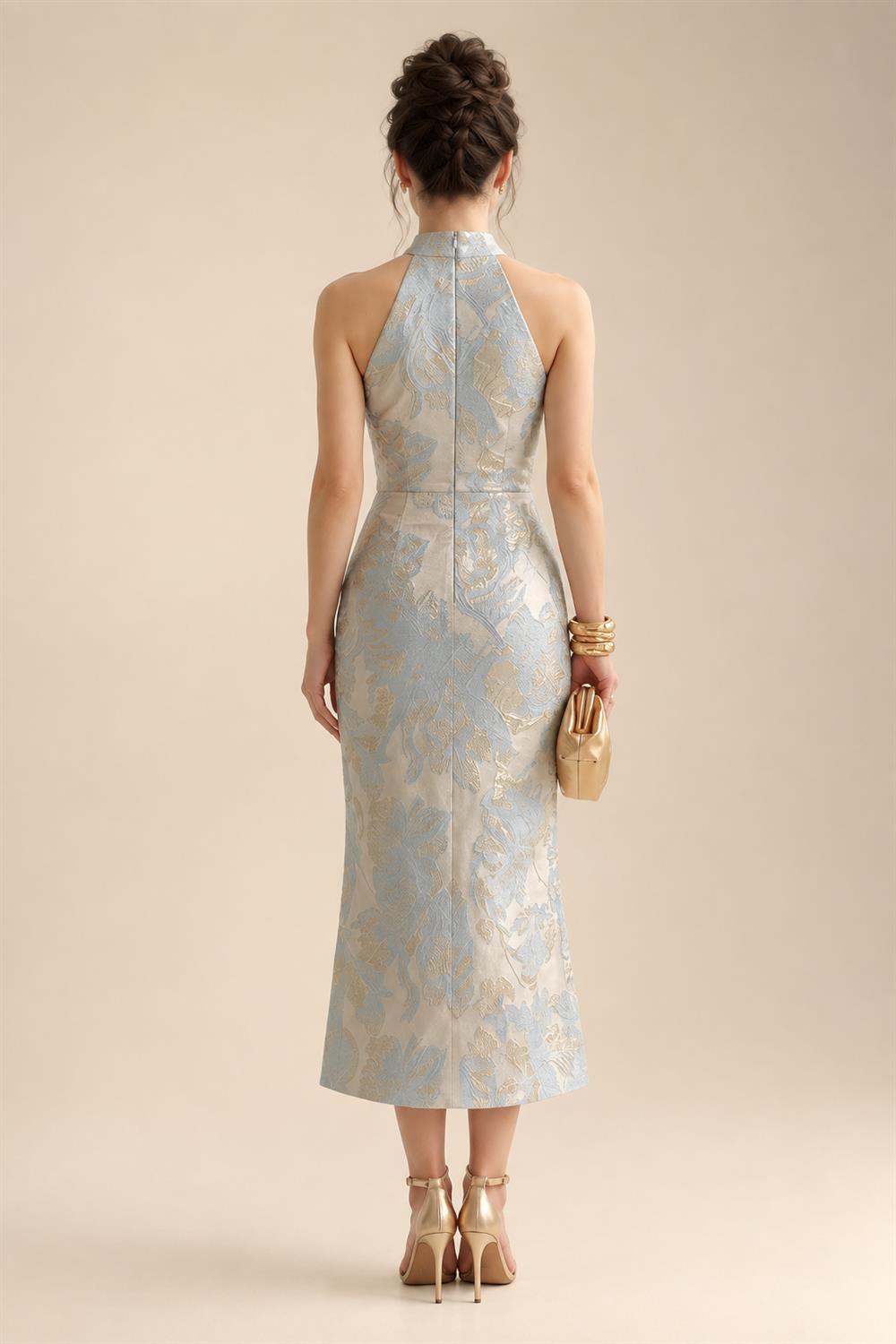 Floral Print Sheath/Column Scoop Neck Floor-Length Mother of the Bride & Groom Dresses with Ruched Waist (SHI22501153)
