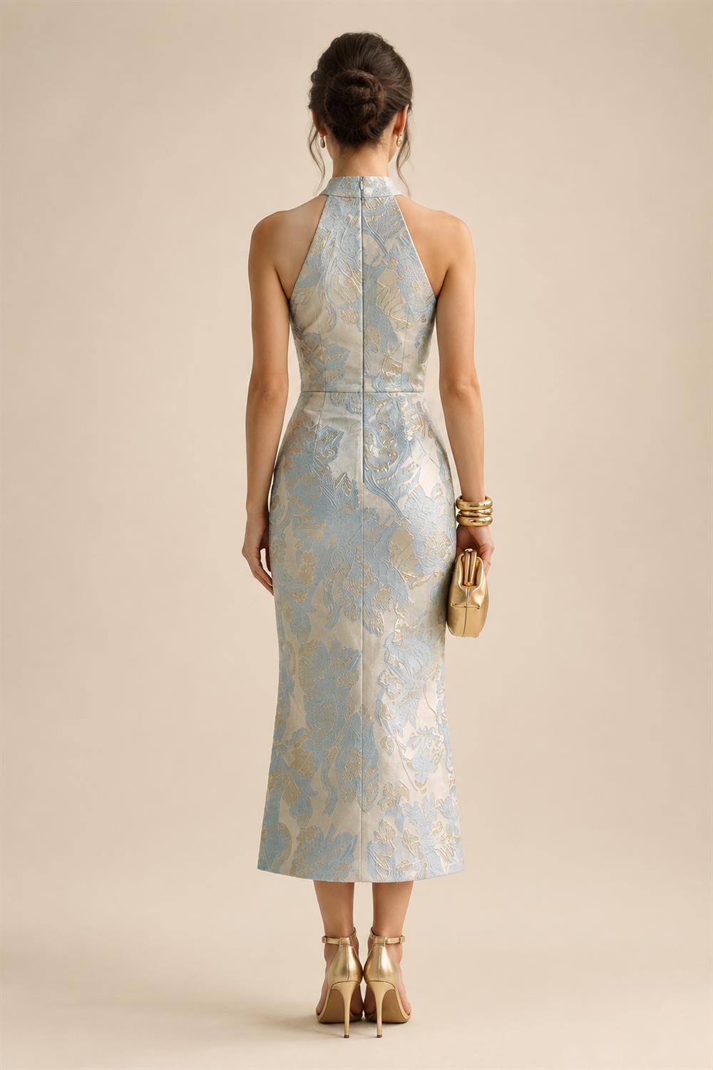 A-Line/Princess Pleated Two-Piece Tea-Length Mother of the Bride Dresses with Cascading Ruffles (SHI22500054)