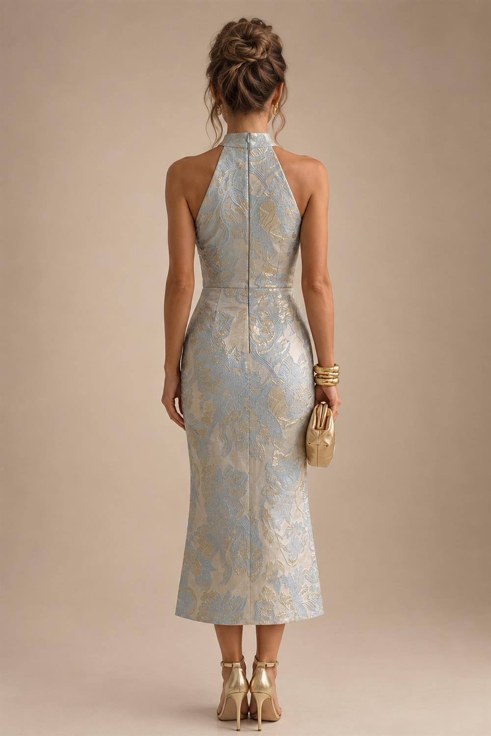 Sheath Floral Jacquard Off Shoulder Mother of the Bride & Groom Dresses with Flower (SHI22500777)