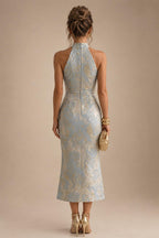 Sheath Floral Jacquard Off Shoulder Mother of the Bride & Groom Dresses with Flower (SHI22500777)