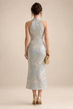 Jacquard Sheath/Column 3/4 Sleeves Floor-Length Mother of the Bride & Groom Dresses with Ruched Waist & Rhinestones (SHI22500801)