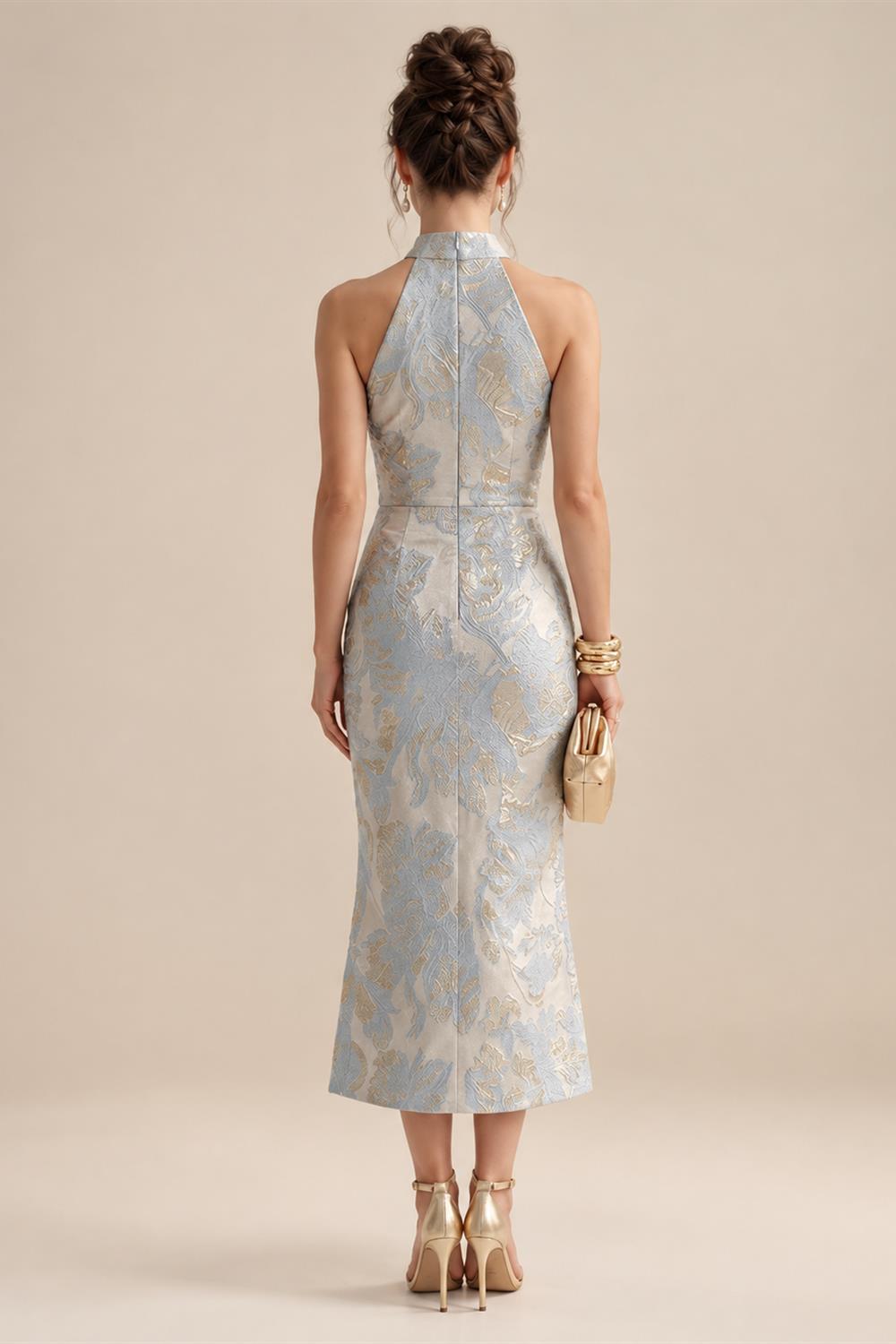 Sheath/Column Scoop Neck Satin Tea-Length Mother of the Bride & Groom Dresses with Ruched Waist (SHI22501621)