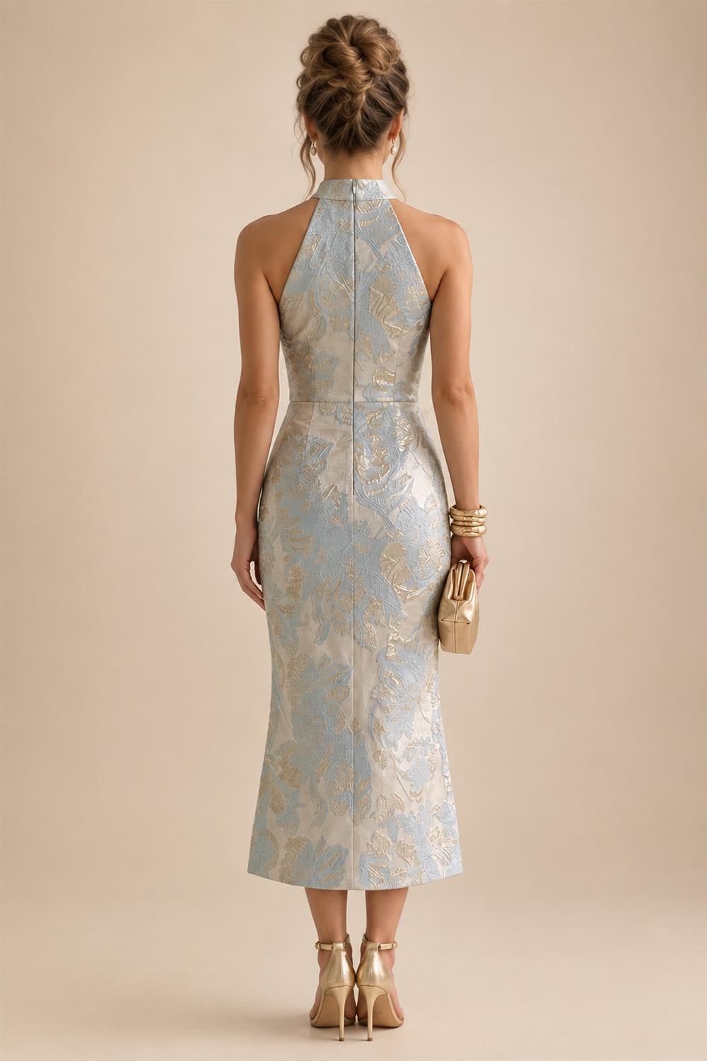 Satin A Line Round Neck Ruched Pleats Mother of the Bride & Groom Dresses (SHI22500952)