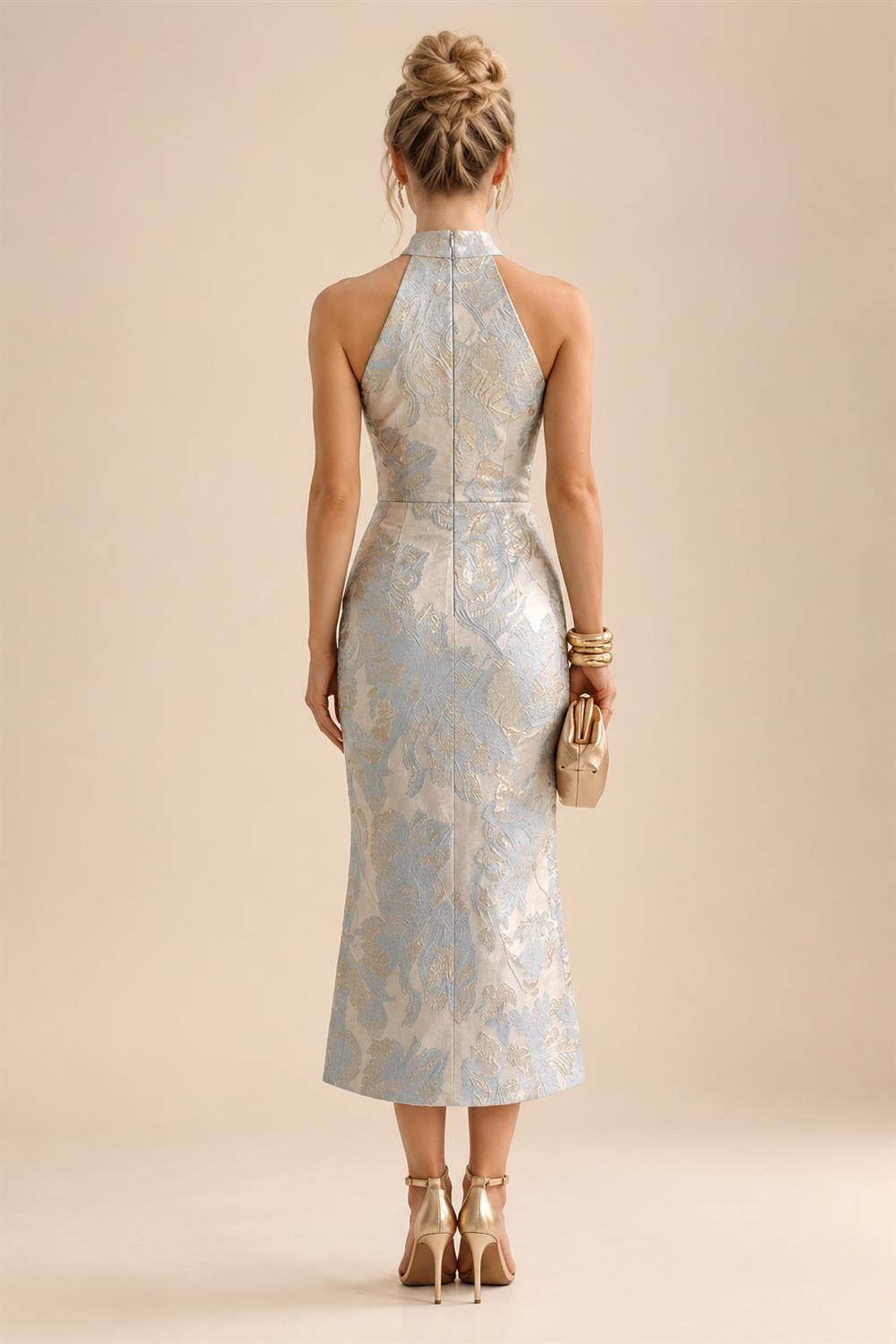 A-Line/Princess Scoop Neck Jacquard Floor-Length Mother of the Bride & Groom Dresses with Ruched Waist (SHI22501615)