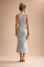 A-Line/Princess Scoop Neck Tea-Length Mother of the Bride & Groom Dresses with Ruffles & Ruched Waist (SHI22501287)