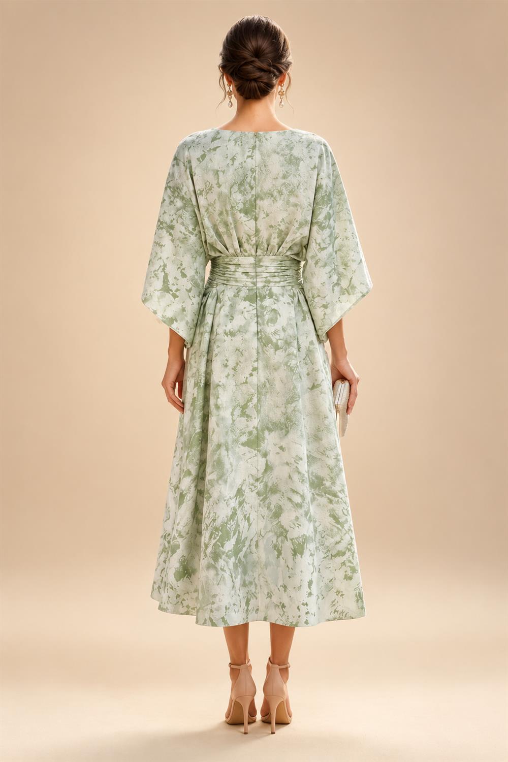 Floral Print Sheath/Column Scoop Neck Floor-Length Mother of the Bride & Groom Dresses with Ruched Waist (SHI22501153)