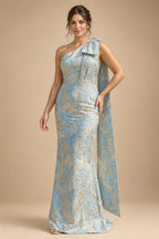 Jacquard A-Line/Princess V-Neck Floor-Length Mother of the Bride & Groom Dresses with Pockets (SHI22500987)