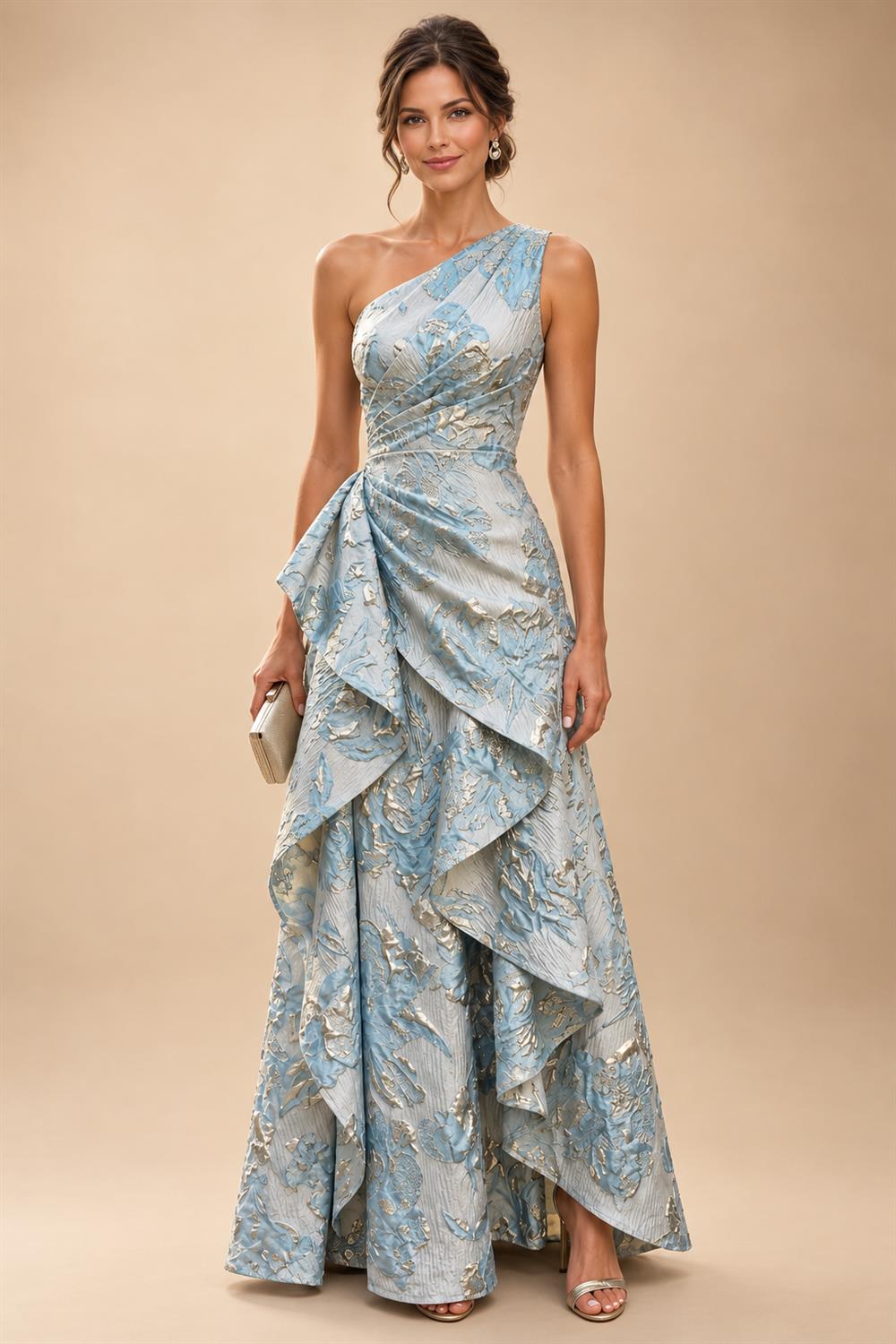 Lace V-Neck Floor-Length Mother of the Bride & Groom Dresses for Women with Ruffles (SHI22501076)