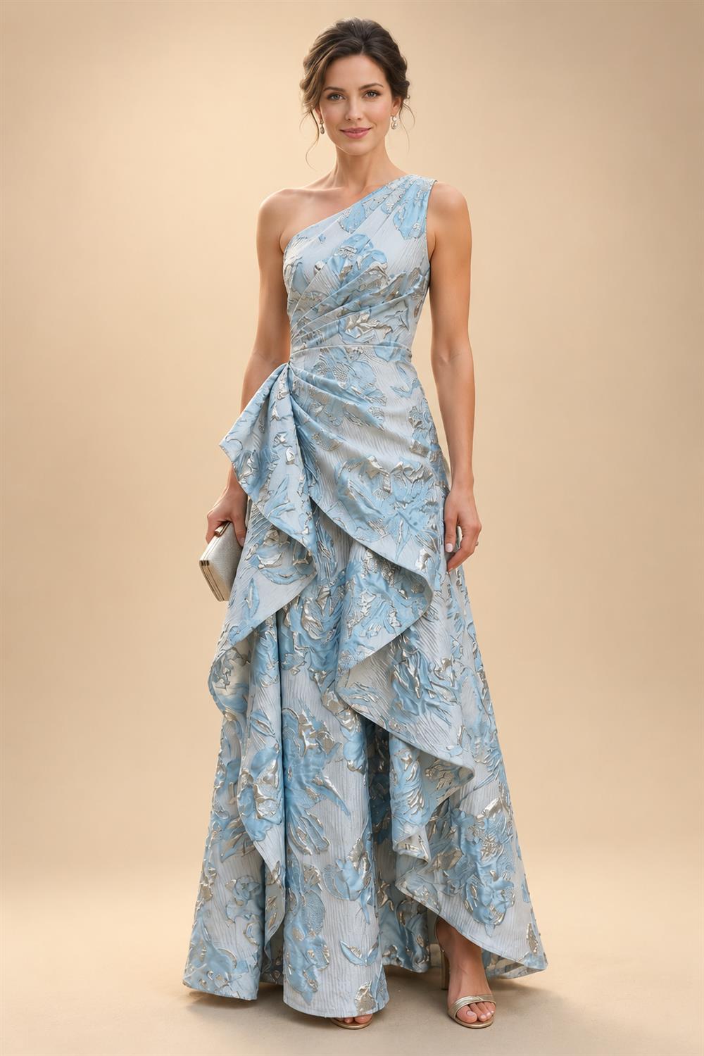 A-Line/Princess Scoop Neck Chiffon Floor-Length Mother of the Bride & Groom Dresses with Tiered Layers & Ruffles (SHI22501612)