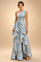 Satin V Neck Floral Print A Line Mother of the Bride Dresses (SHIR1110445)