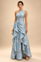 Jacquard A-Line/Princess V-Neck Tea-Length Mother of the Bride & Groom Dresses with Ruched Waist (SHI22501056)