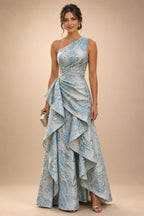 Floral Print A-Line/Princess V-Neck Tea-Length Mother of the Bride & Groom Dresses with Ruched Waist & Pockets (SHI22501150)