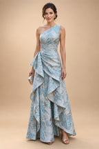 Jacquard A-Line/Princess V-Neck Floor-Length Mother of the Bride & Groom Dresses with Ruched Waist & Pockets (SHI22500984)