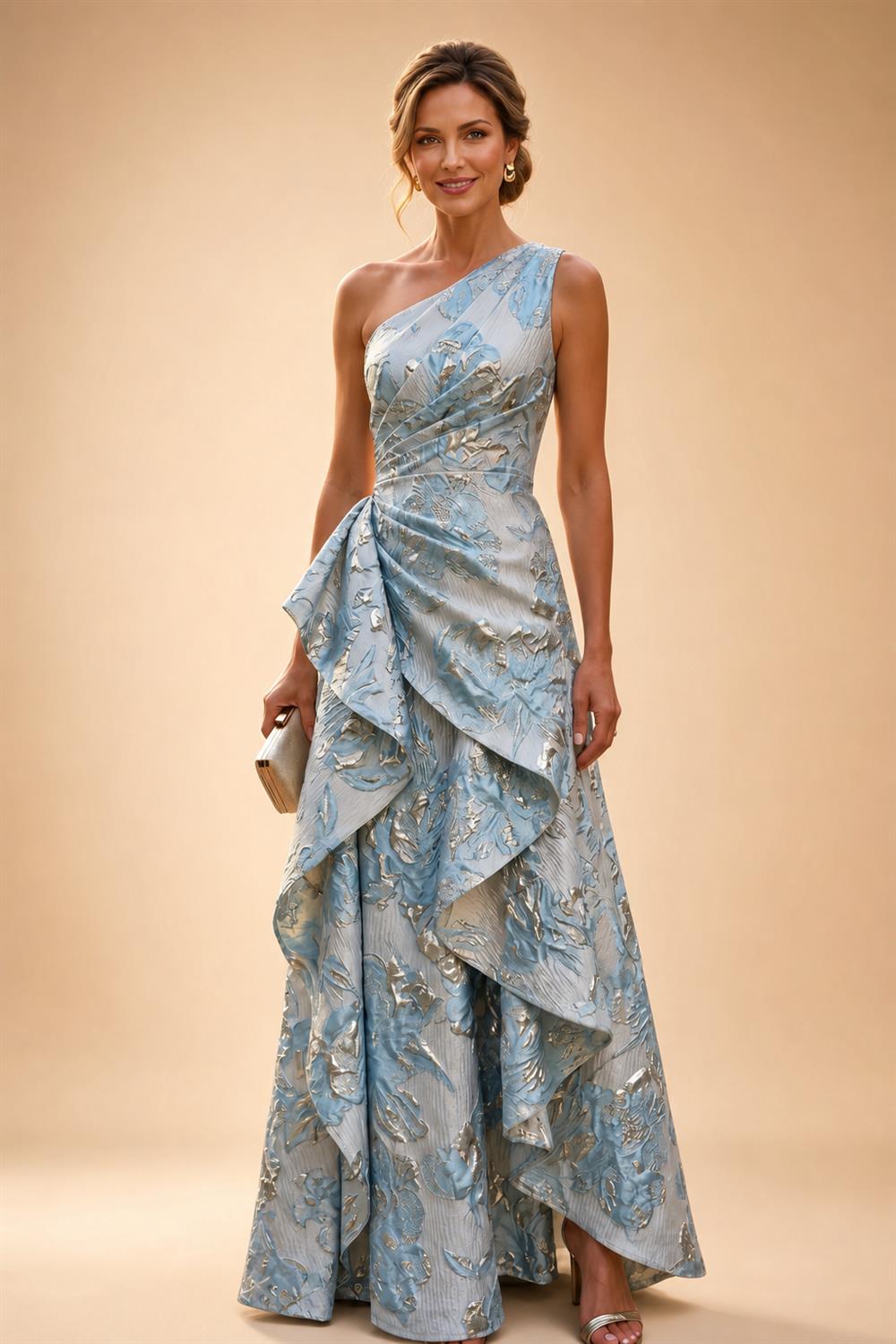 Floral Print A-Line/Princess Scoop Neck Floor-Length Mother of the Bride & Groom Dresses with Pockets (SHI22500916)