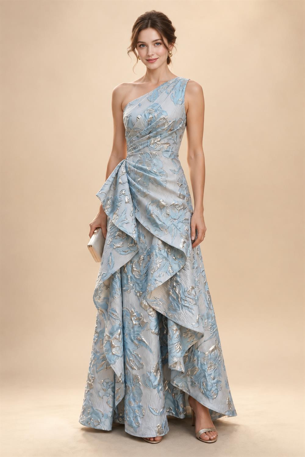 A-Line/Princess V-Neck Floor-Length Mother of the Bride & Groom Dresses with Ruffles & Ruched Waist (SHI22501284)