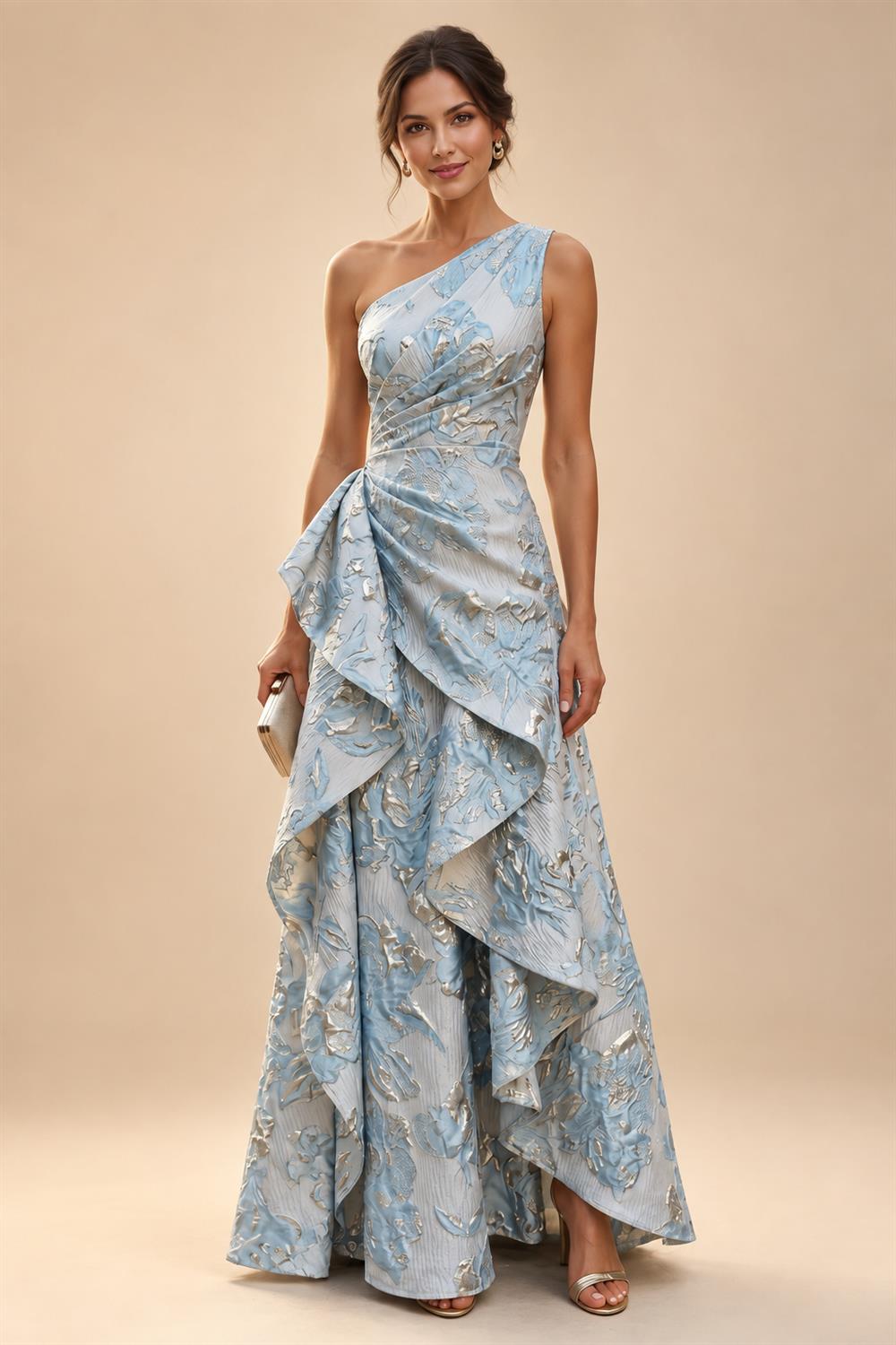 Sheath Floral Jacquard Off Shoulder Mother of the Bride & Groom Dresses with Flower (SHI22500777)