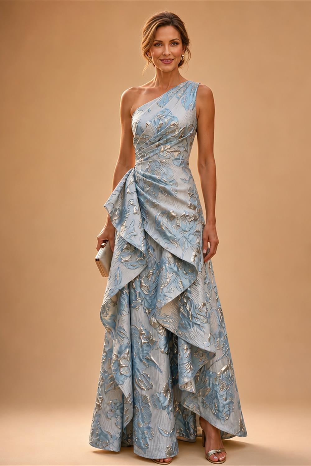 Sheath Satin Jacquard Off Shoulder Floor-Length Mother of the Bride & Groom Dresses (SHI22500823)