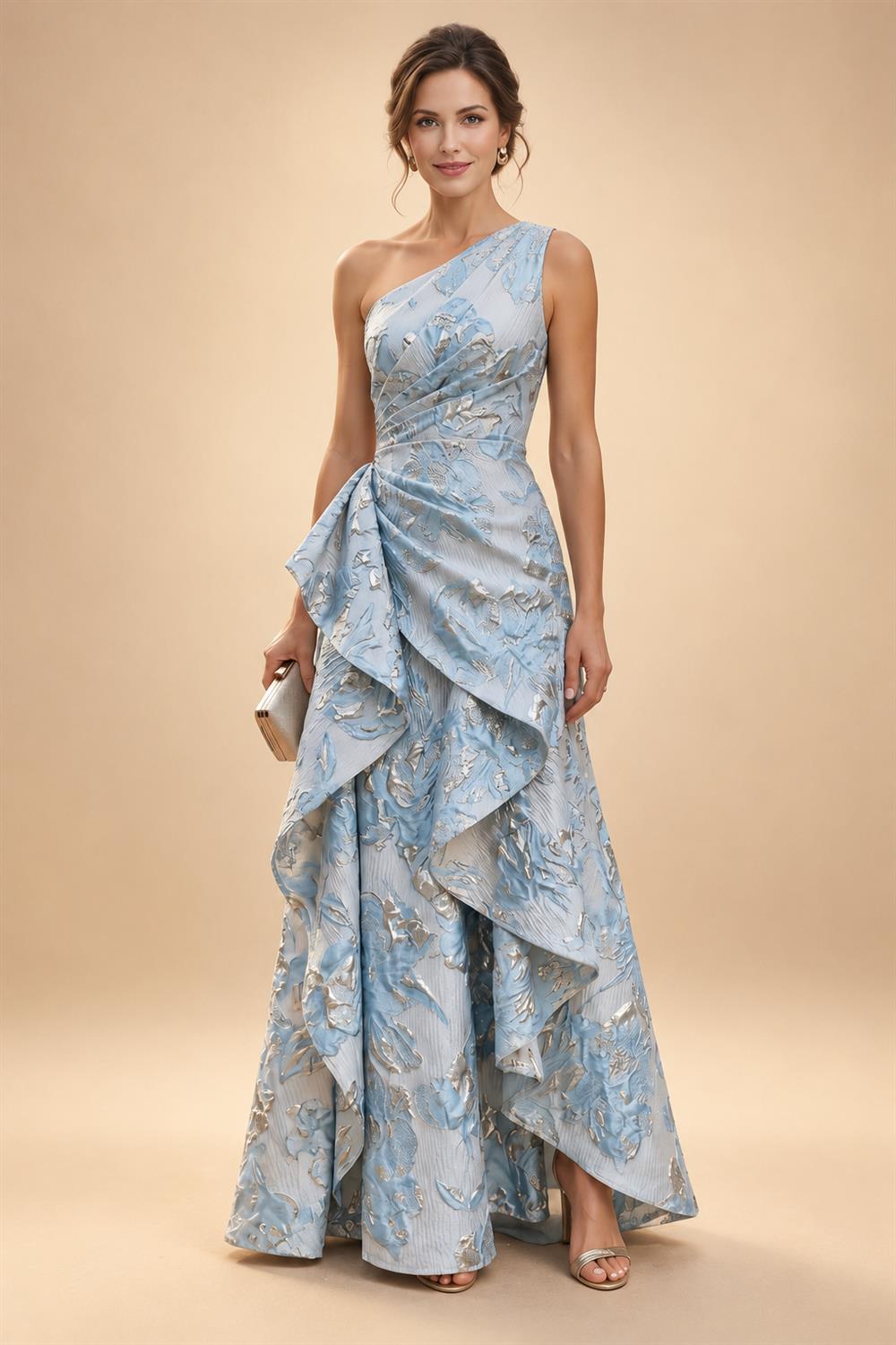 A-Line/Princess Scoop Neck Chiffon Maxi Mother of the Bride & Groom Dresses with Lace Appliques & Pleats (SHI22501638)