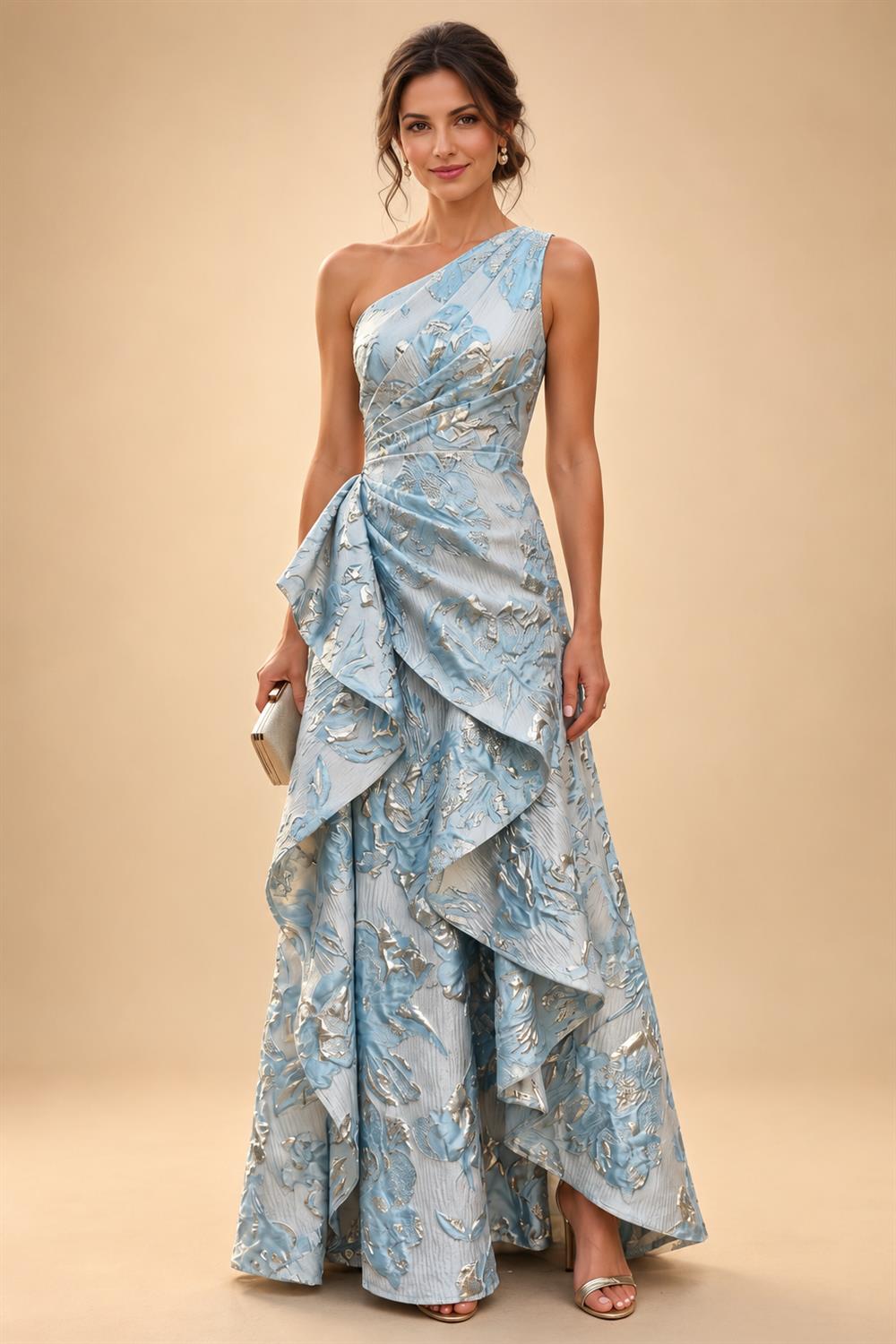 Satin A Line Round Neck Ruched Pleats Mother of the Bride & Groom Dresses (SHI22500952)