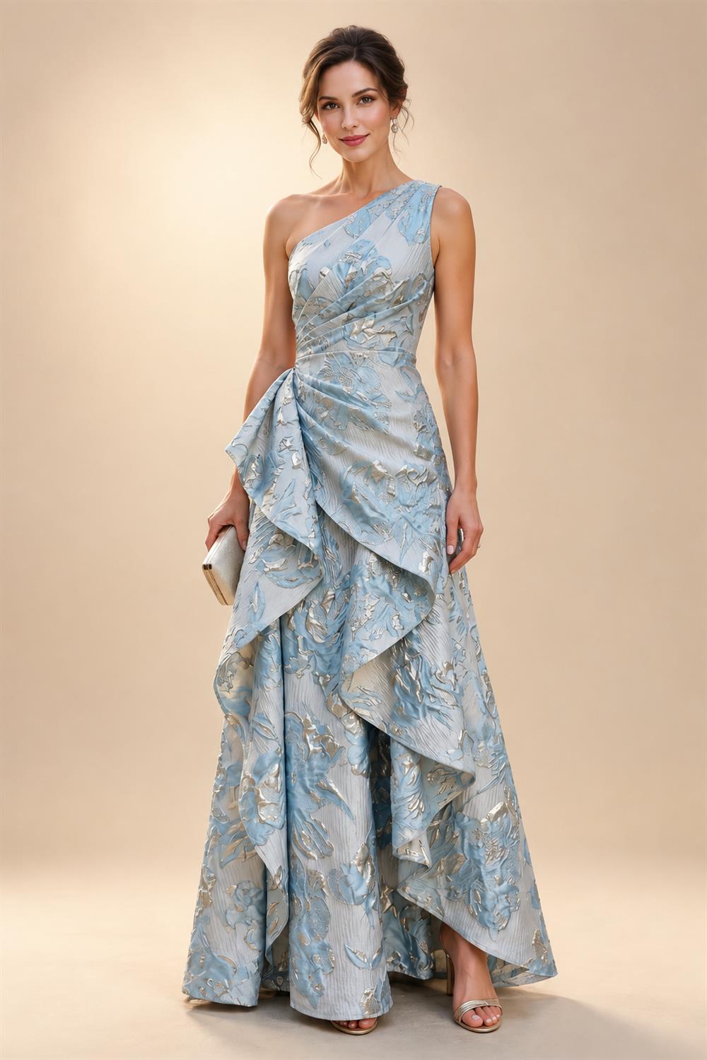 Jumpsuit Scoop Neck Chiffon Floor-Length Mother of the Bride Pantsuits with Rhinestones (SHI22501658)