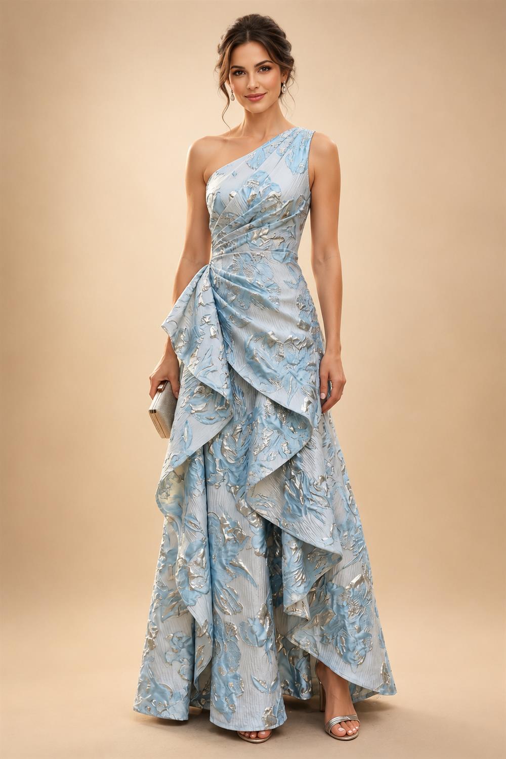 A-Line/Princess Scoop Neck Pleated Satin Evening Dresses with Sequins (SHI22500066)