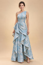 A-Line Pleated Chiffon One Shoulder Floor-Length Mother of the Bride & Groom Dresses (SHI22500625)