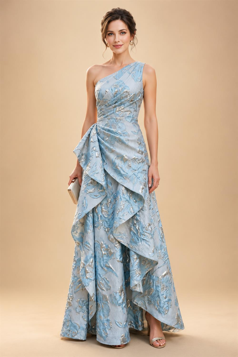 Sheath Satin 3/4 Sleeves Maxi Mother of the Bride & Groom Dresses with Chiffon Cape (SHI22500709)