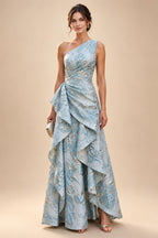 Chiffon Lace A-Line/Princess Off Shoulder Long Mother of the Bride & Groom Dresses with Ruched Waist & Sweep Train (SHI22501250)