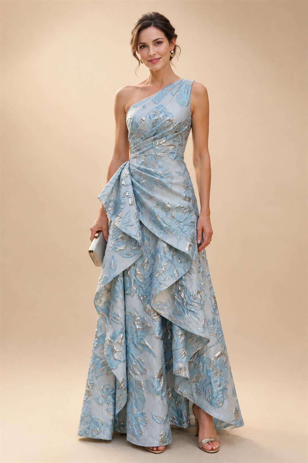 Jumpsuit V Neck Half Sleeve Long Sparkling Mother of the Bride Dresses with Belt (SHI22500201)