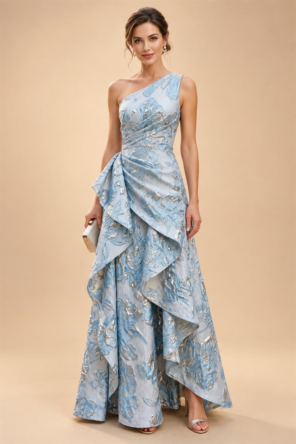 A-Line/Princess Scoop Illusion Lace Appliques Tea-Length Mother of the Bride Dresses with Pleated Ruffle (SHI22500105)