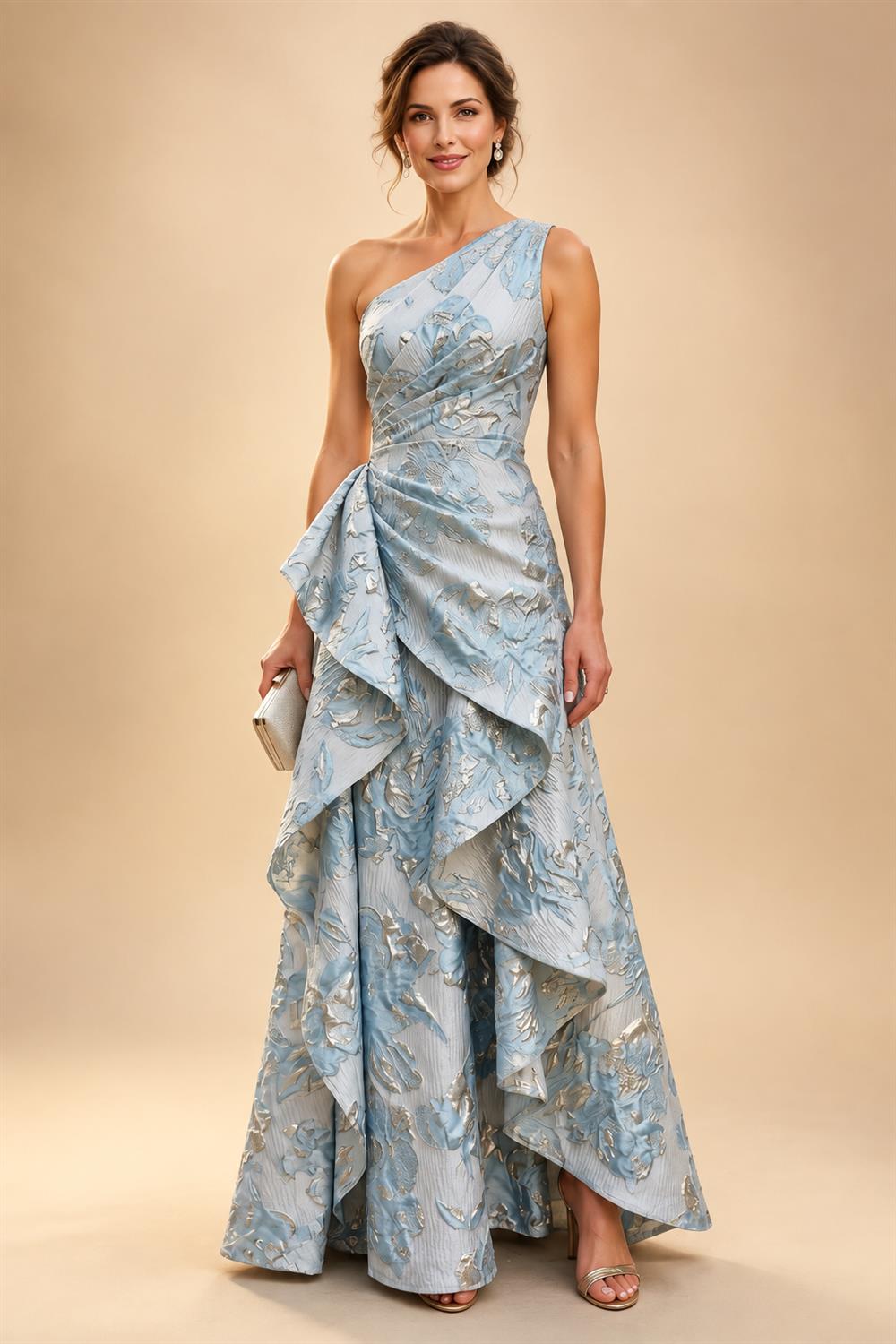 A-Line Lace Appliques Maxi Mother of the Bride & Groom Dresses with Flutter Sleeves Chiffon Bodice (SHI22500731)
