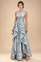 Jacquard Sheath/Column V-Neck Floor-Length Mother of the Bride & Groom Dresses with Ruched Waist (SHI22501057)