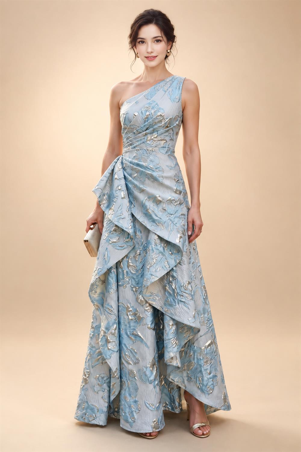 A-Line/Princess Off Shoulder Chiffon Floor-Length Mother of the Bride & Groom Dresses with Ruched Waist & Slit (SHI22501619)