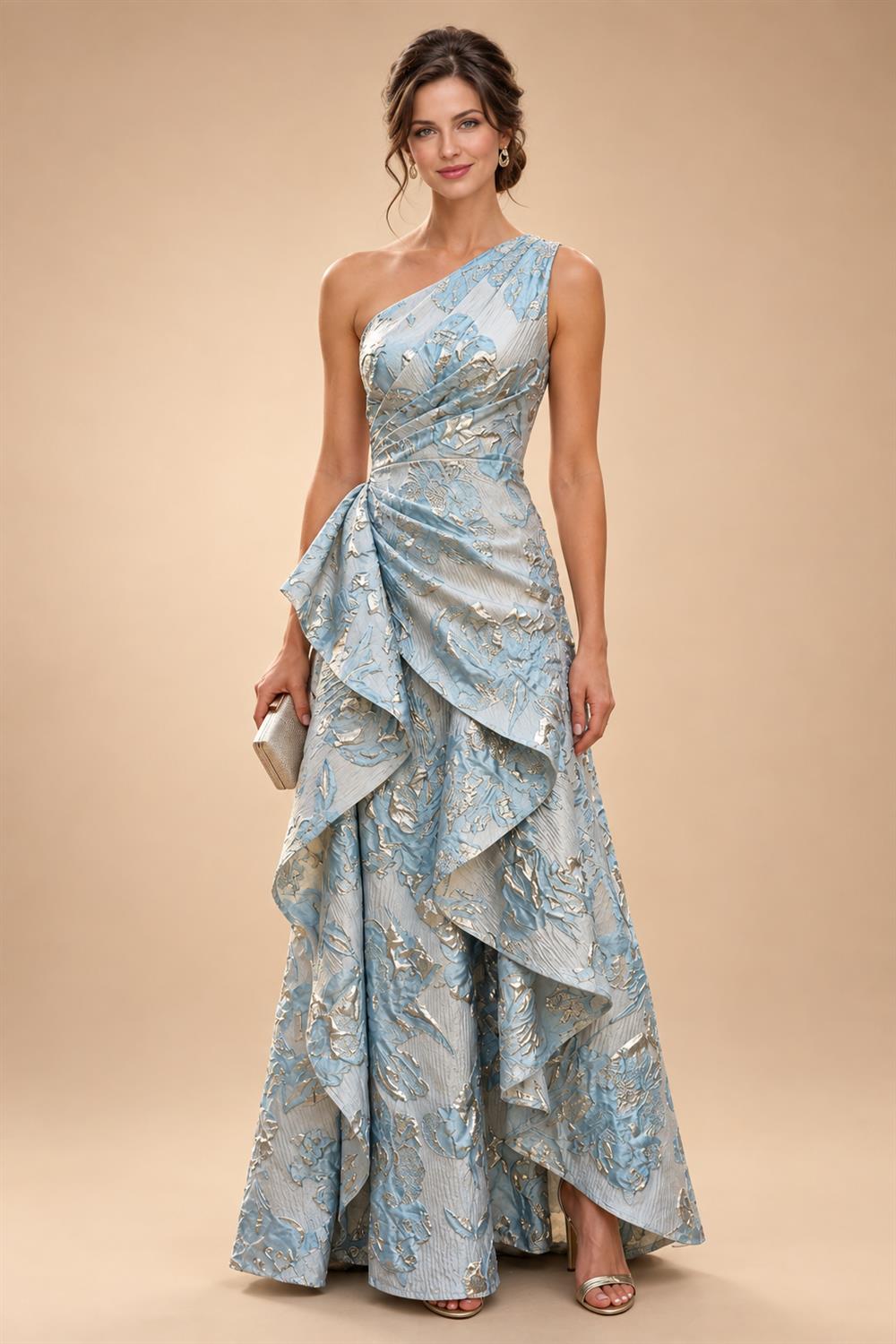 A-Line/Princess Scoop Neck Pleated Satin Evening Dresses with Sequins (SHI22500066)